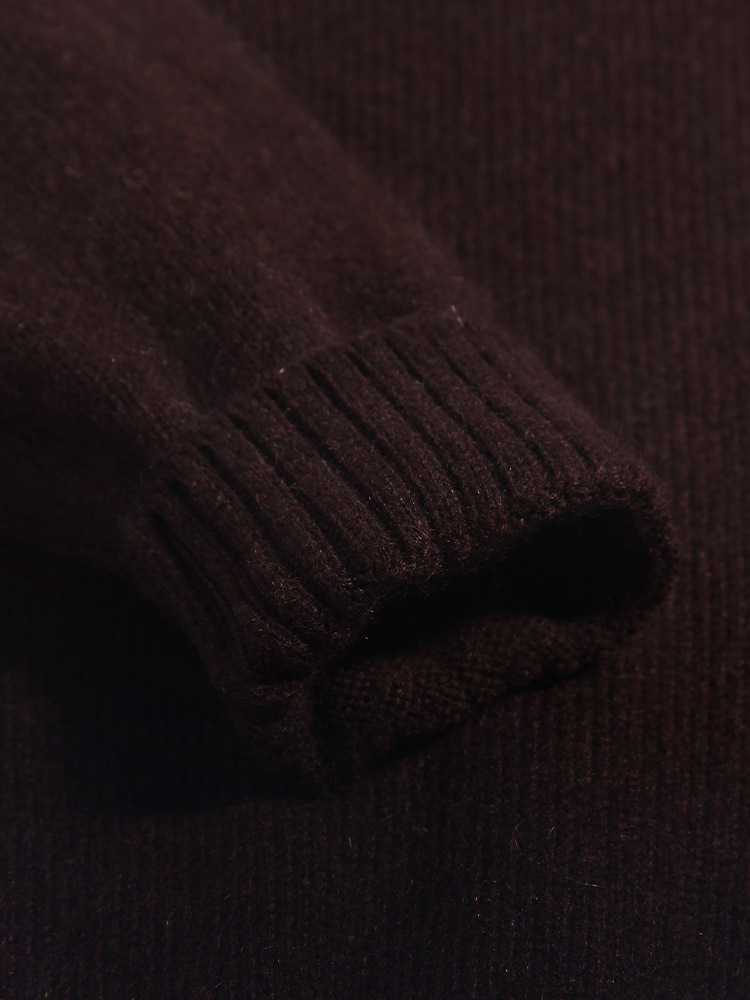 Girls Chocolate Brown Ruffled Floral Yoke Cashmere Sweater